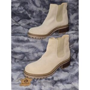 New Bertuchi Chelsea Boots Suede Leather Cream Lug Sole Made in Spain Size 9.5